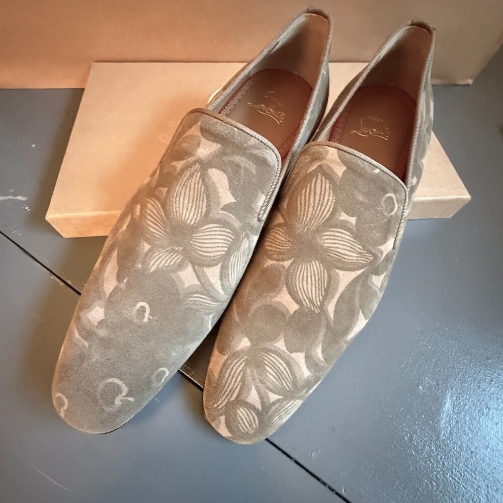 Christian Louboutin 3240038 Dandelion Flat Velvet Leather Loafers shoes, 43 - Picture 9 of 11